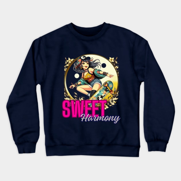 Kawaii, Anime Girl, Sweet Harmony Crewneck Sweatshirt by Catsie Cat